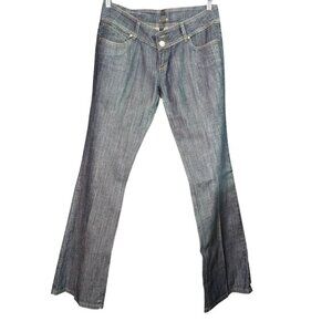 Vintage Y2K Bebe Womens 29 Flared Low Rise‎ Denim Jeans FLAWED